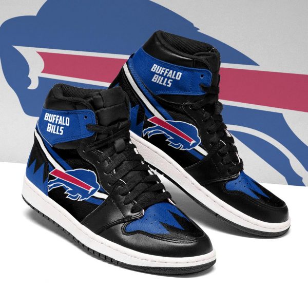 Men's Buffalo Bills High Top Leather AJ1 Sneakers 003